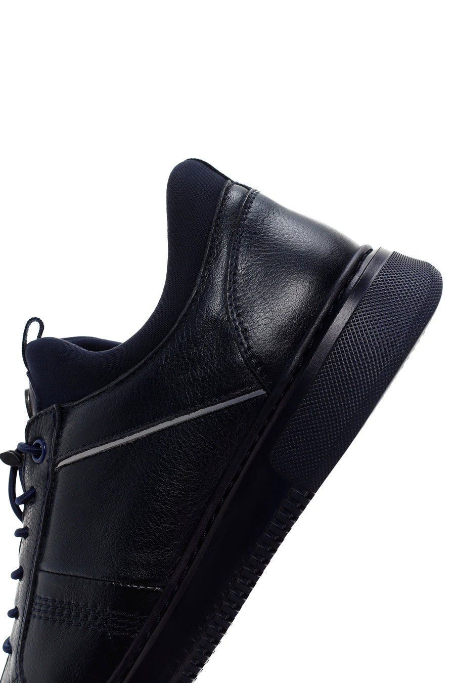 Men's Navy Blue Lace-Up Leather Sneaker