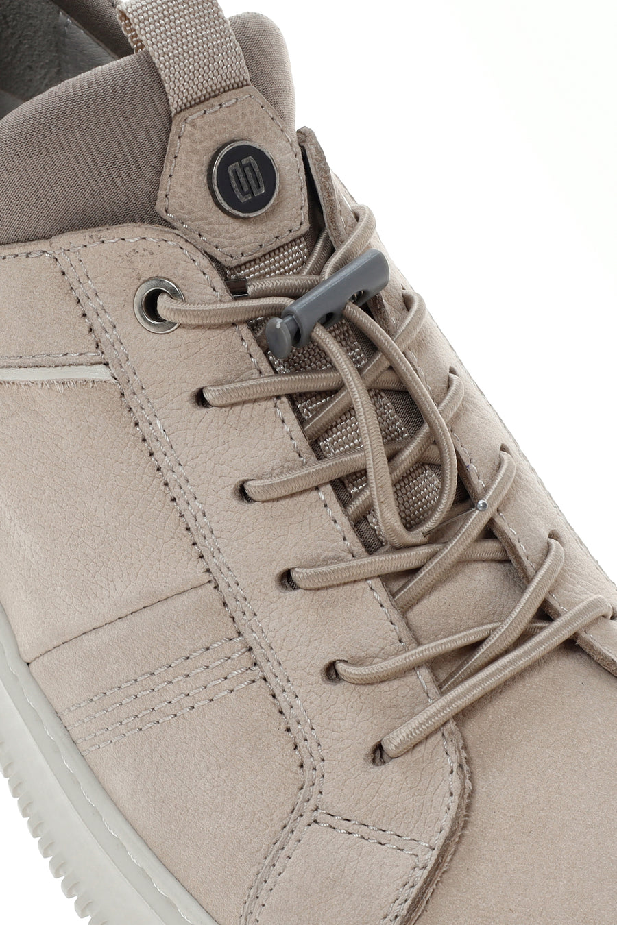 Men's Beige Lace-Up Nubuck Leather Sneaker