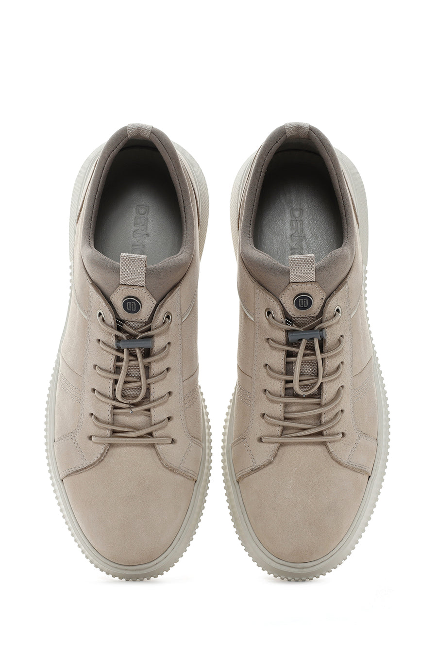 Men's Beige Lace-Up Nubuck Leather Sneaker
