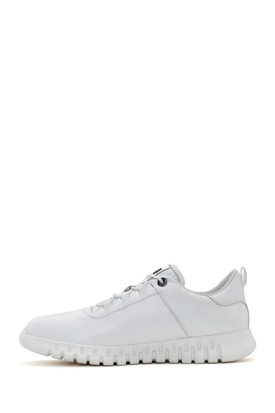 Men's White Lace-up Leather Sneaker