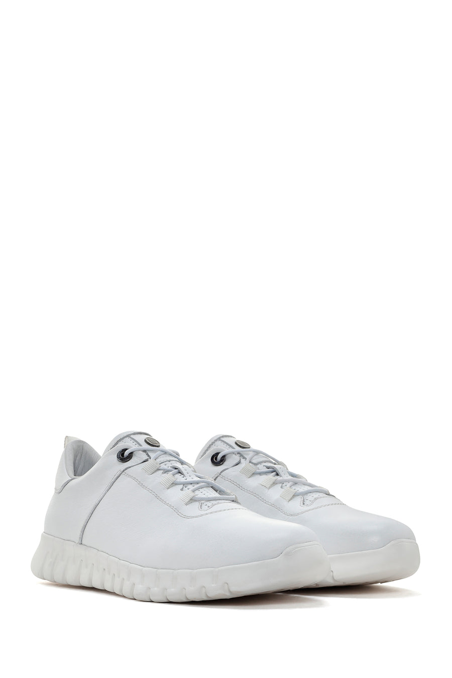 Men's White Lace-up Leather Sneaker