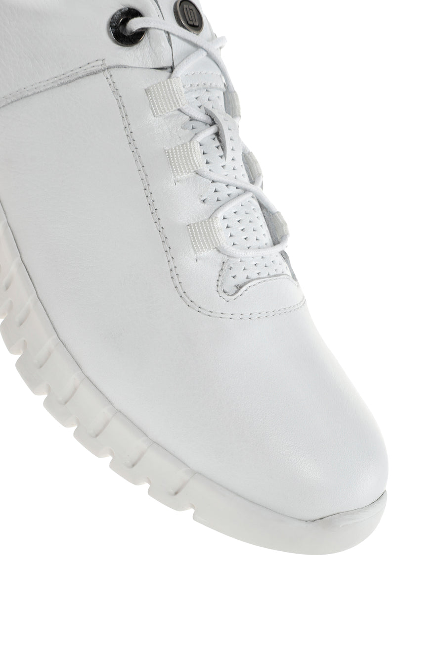 Men's White Lace-up Leather Sneaker