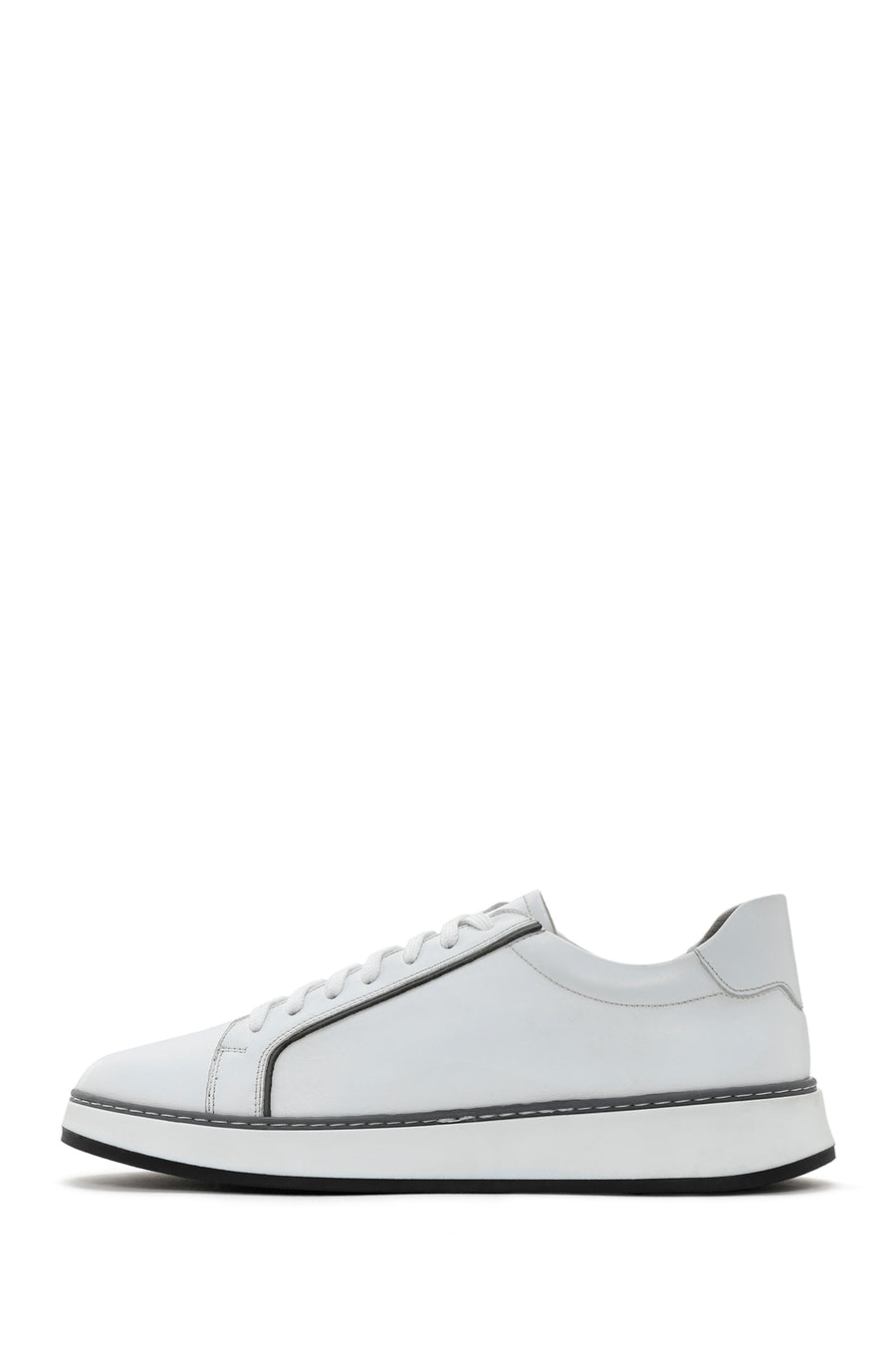 Men's White Lace-up Leather Sneaker