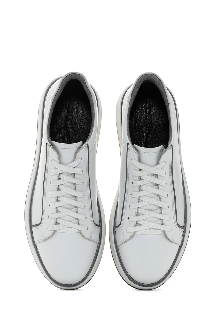 Men's White Lace-up Leather Sneaker