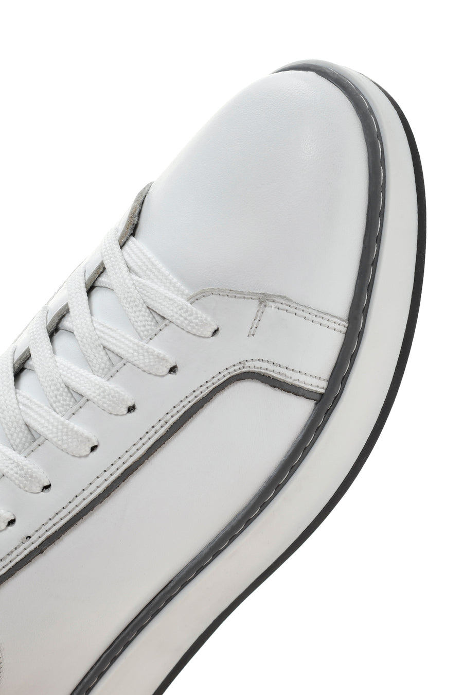 Men's White Lace-up Leather Sneaker