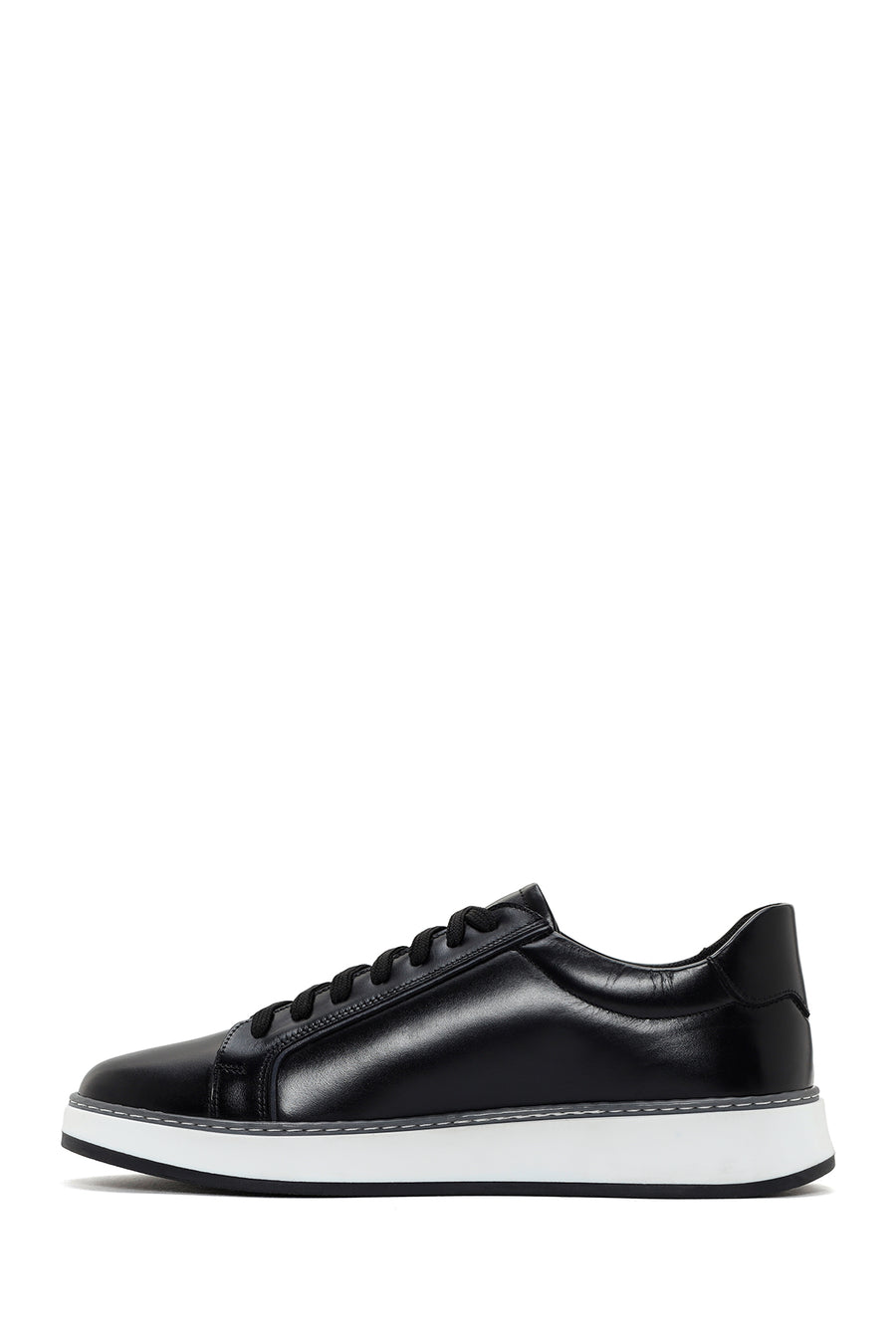 Men's Black Lace-up Leather Sneaker