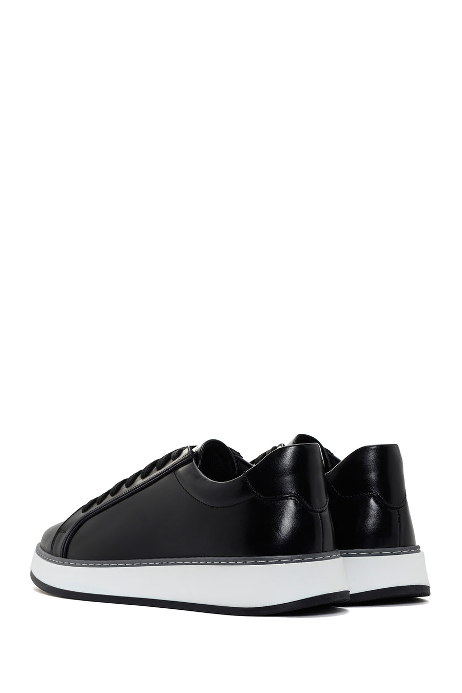 Men's Black Lace-up Leather Sneaker