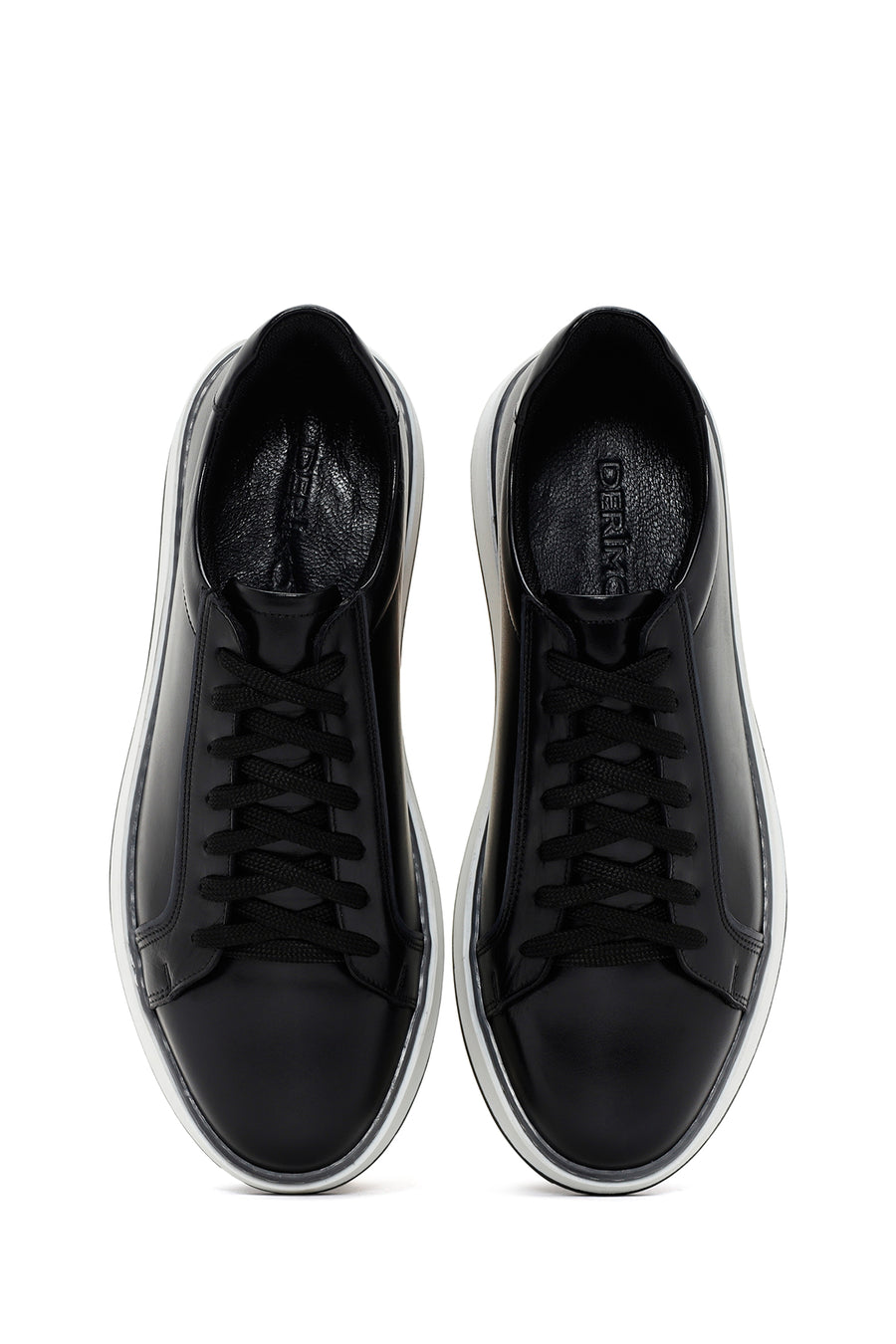 Men's Black Lace-up Leather Sneaker