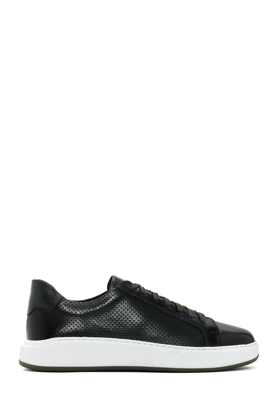 Erkek Haki Bağcıklı Kalın Tabanlı Deri Sneaker 24SFD678126 | Derimod