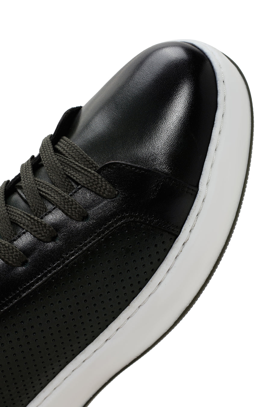 Erkek Haki Bağcıklı Kalın Tabanlı Deri Sneaker
