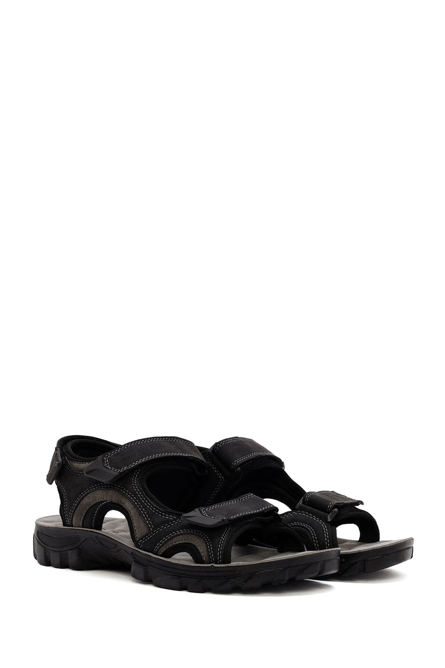
Men's Black Strapped Nubuck Leather Casual Sandal
