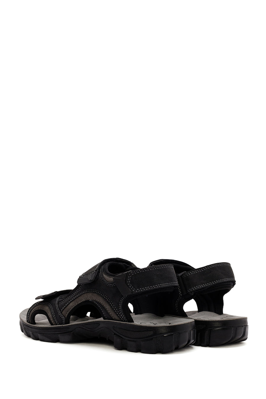 
Men's Black Strapped Nubuck Leather Casual Sandal
