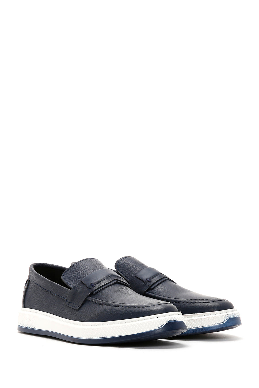 Men's Navy Blue Leather Casual Loafer