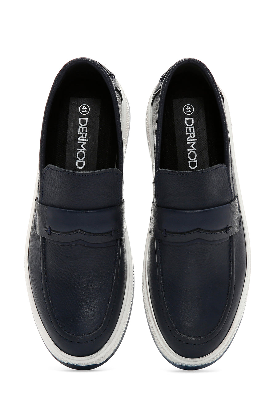 Men's Navy Blue Leather Casual Loafer