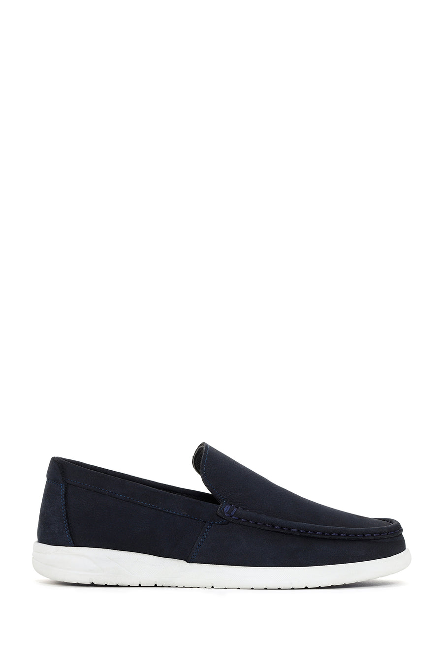Men's Navy Blue Nubuck Leather Loafer 24SFD6810V3 | Derimod