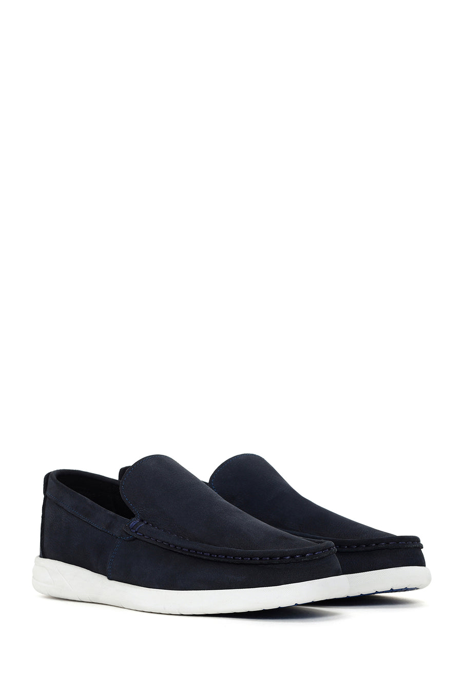 Men's Navy Blue Nubuck Leather Loafer