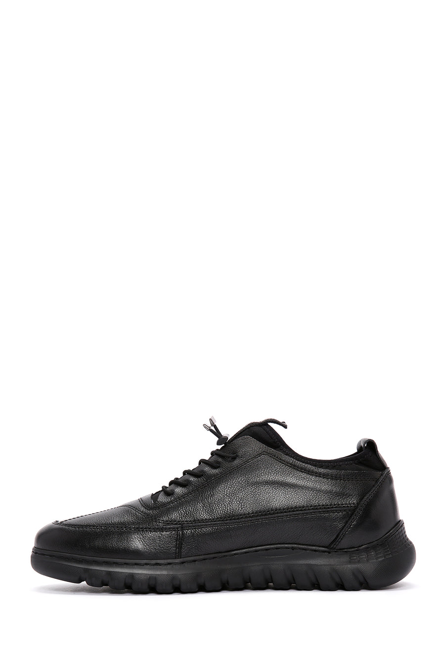 Men's Black Lace-Up Leather Casual Sneaker