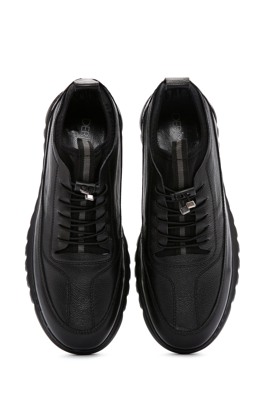 Men's Black Lace-Up Leather Casual Sneaker