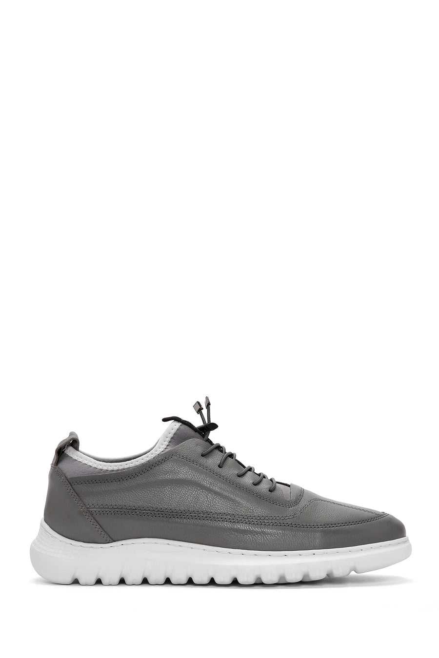 Men's Gray Lace-Up Leather Casual Sneaker 24SFD6820FT | Derimod