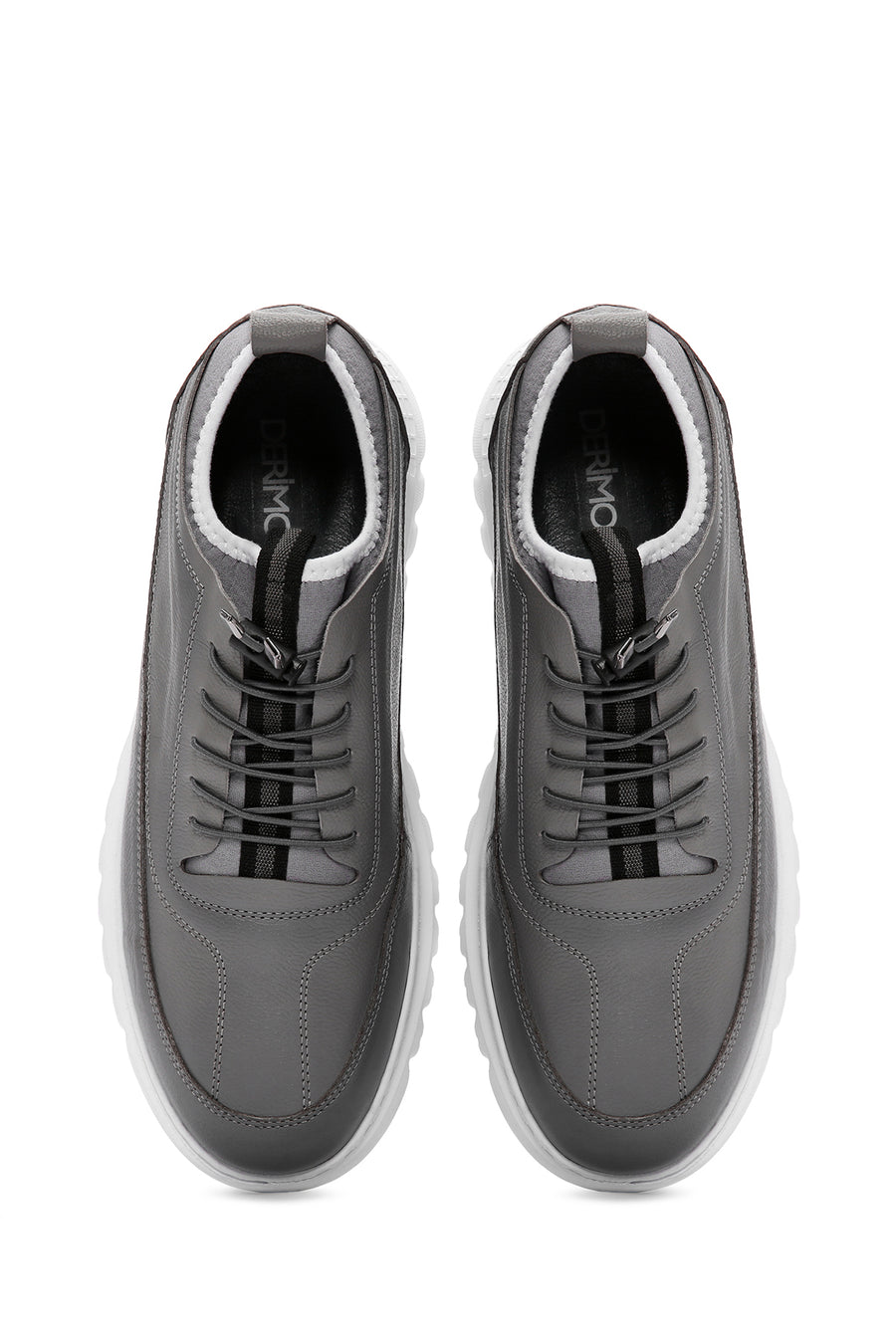 Men's Gray Lace-Up Leather Casual Sneaker