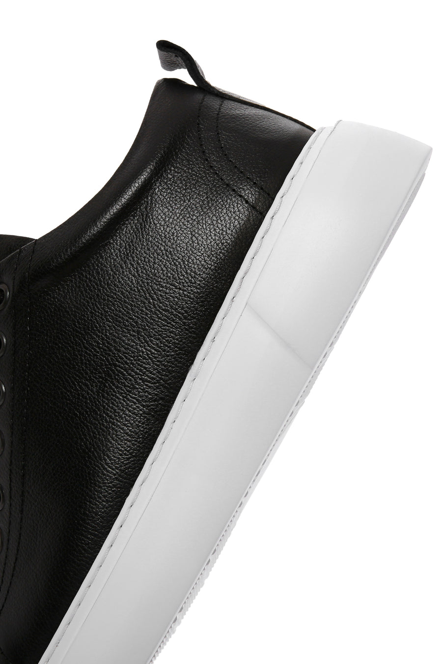 Men's Black Lace-up Thick-Sole Leather Sneaker
