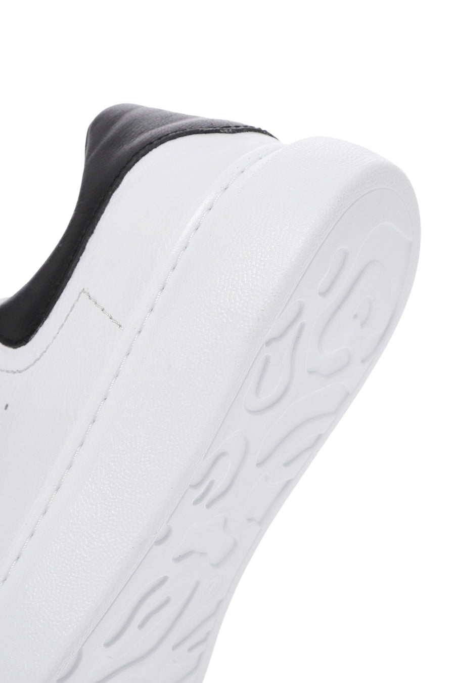 Men's White Lace-up Thick-Sole Leather Sneaker