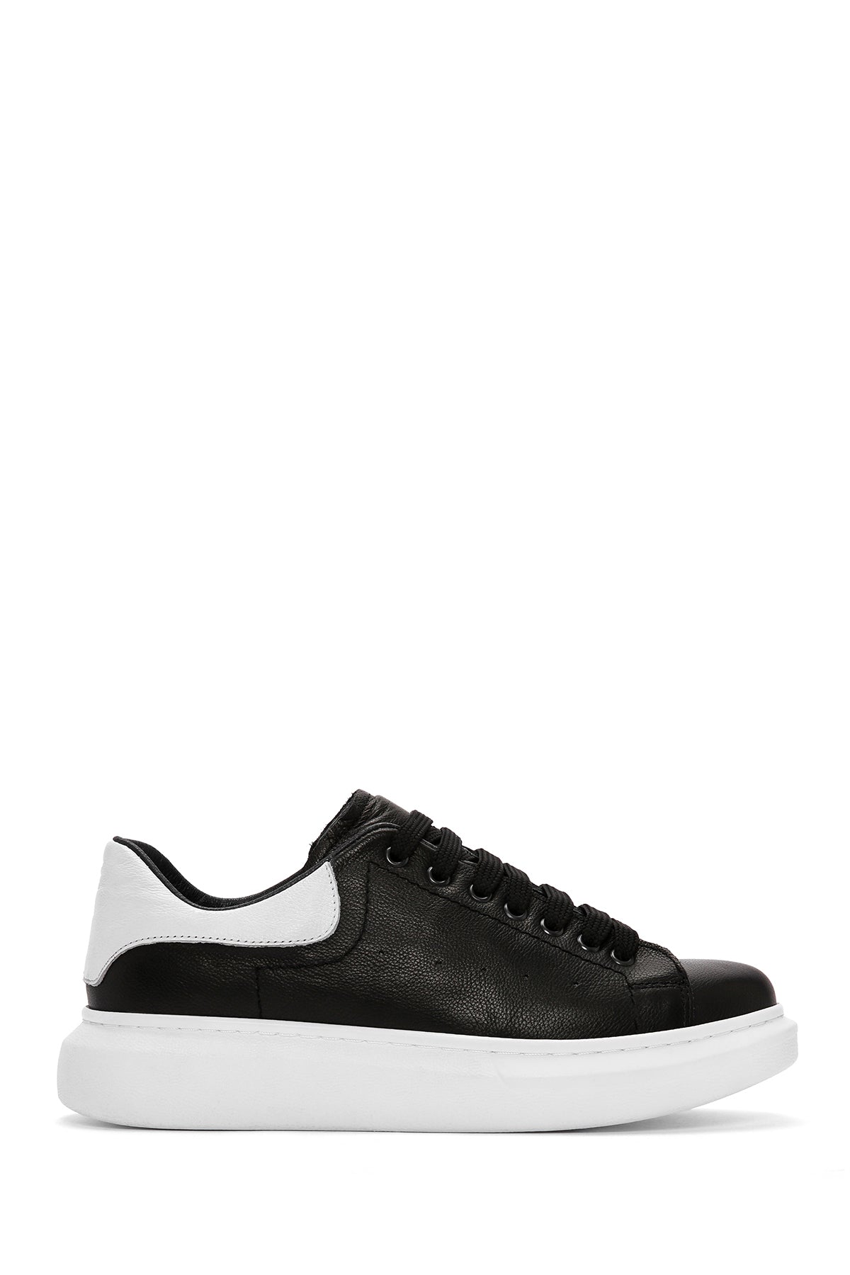 Men's Black Lace-up Thick-Sole Leather Sneaker 24SFD6822FT | Derimod