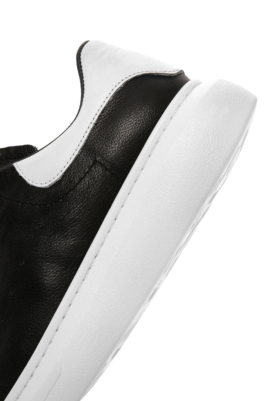 Men's Black Lace-up Thick-Sole Leather Sneaker