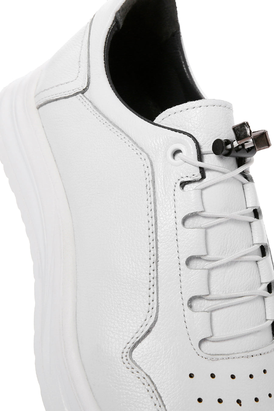 Men's White Lace-up Leather Sneaker