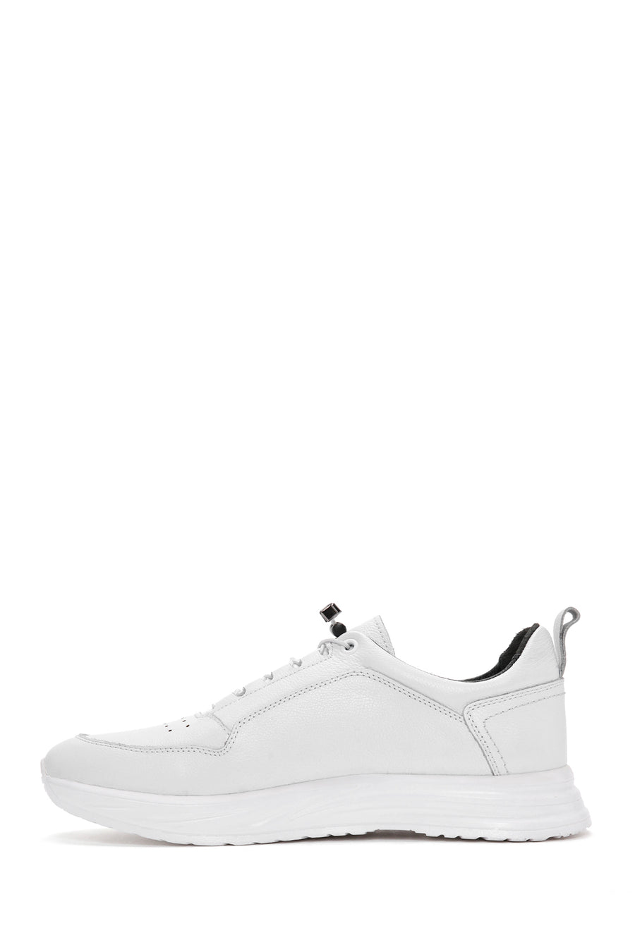 Men's White Lace-up Leather Sneaker