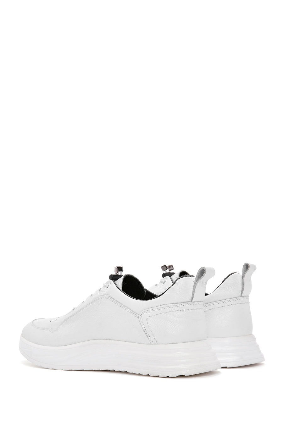 Men's White Lace-up Leather Sneaker