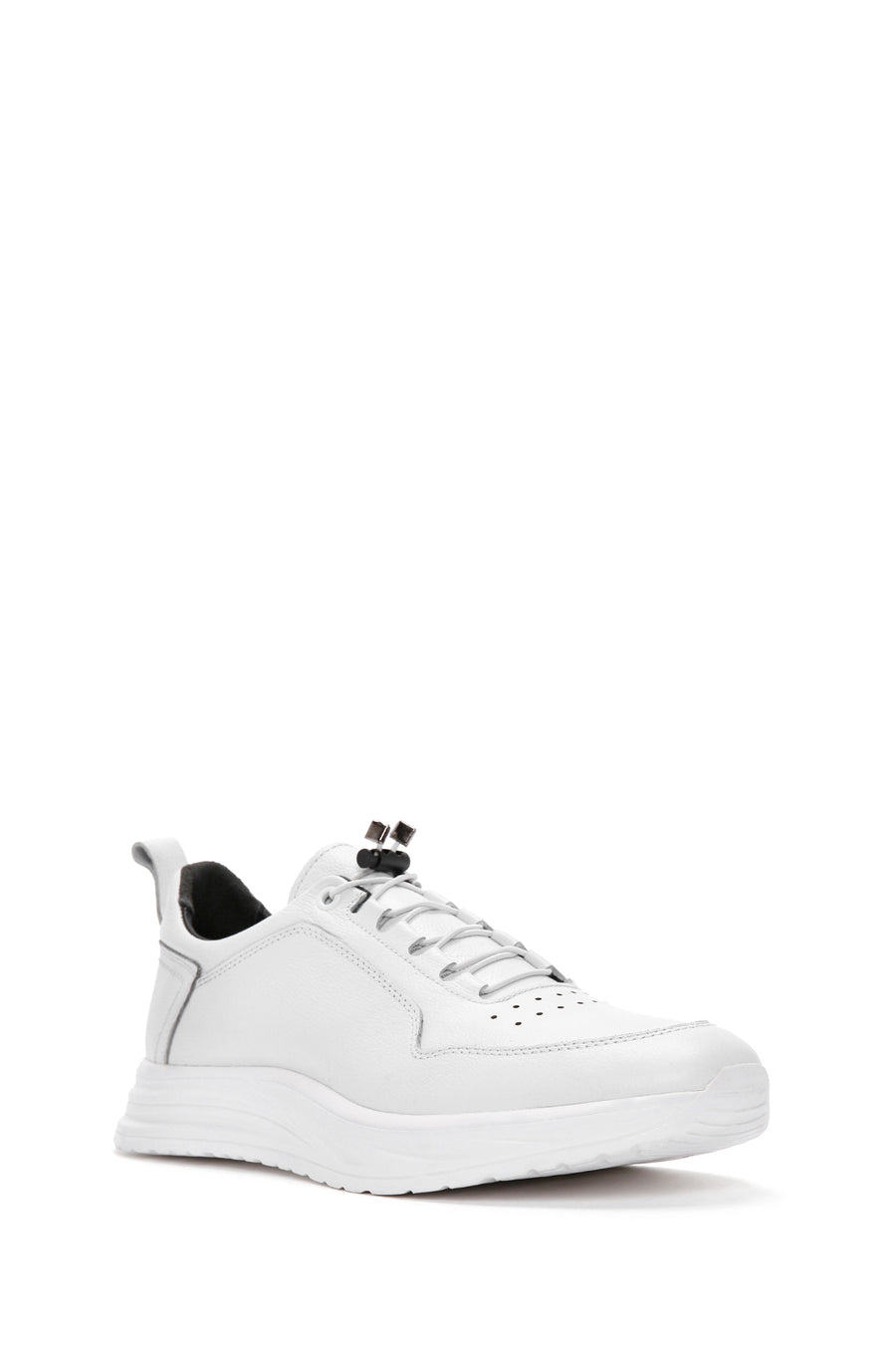 Men's White Lace-up Leather Sneaker