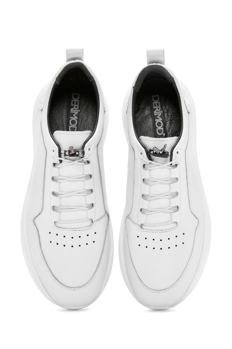 Men's White Lace-up Leather Sneaker