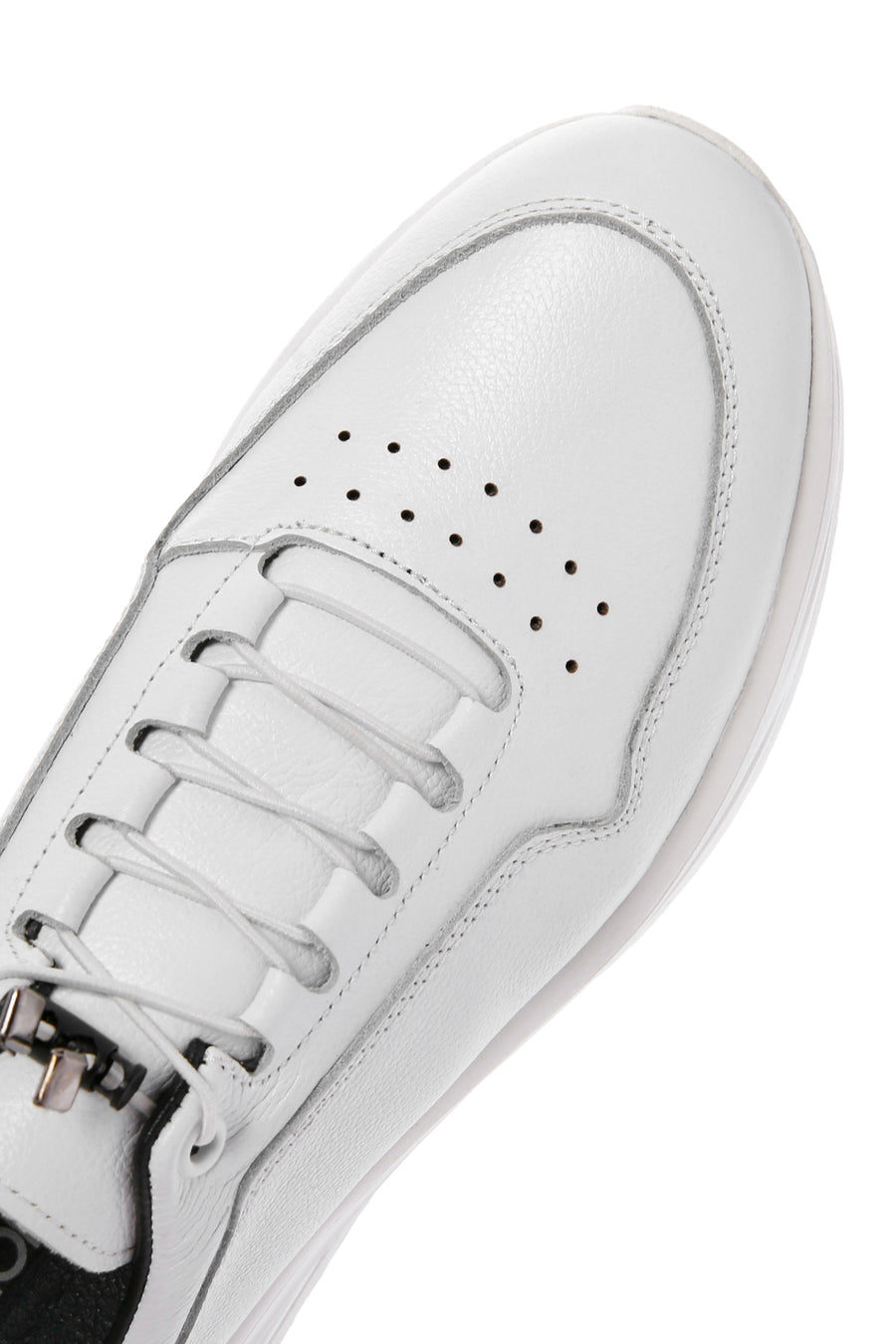 Men's White Lace-up Leather Sneaker