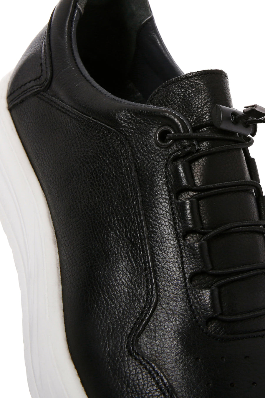 Men's Black Lace-up Leather Sneaker