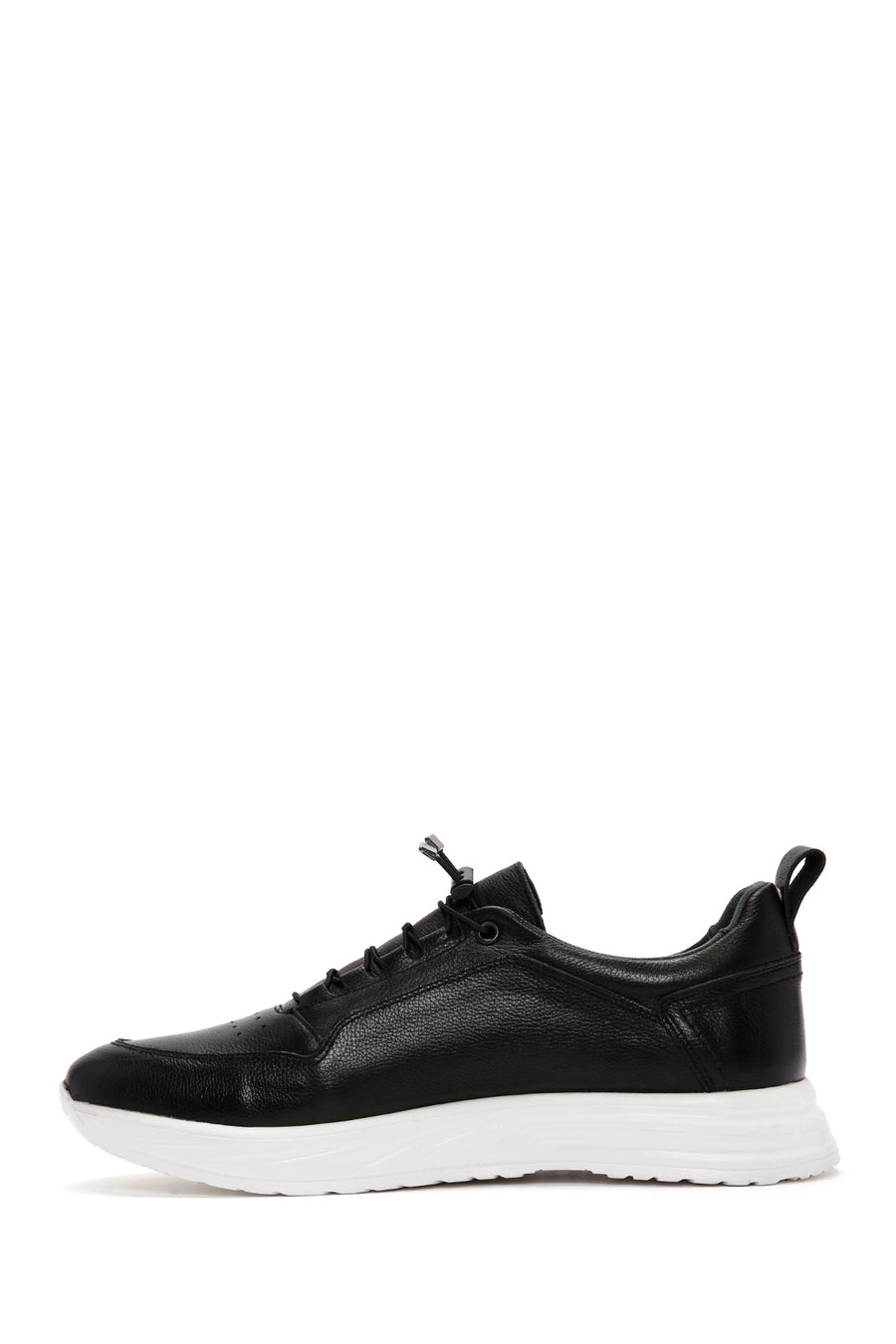 Men's Black Lace-up Leather Sneaker
