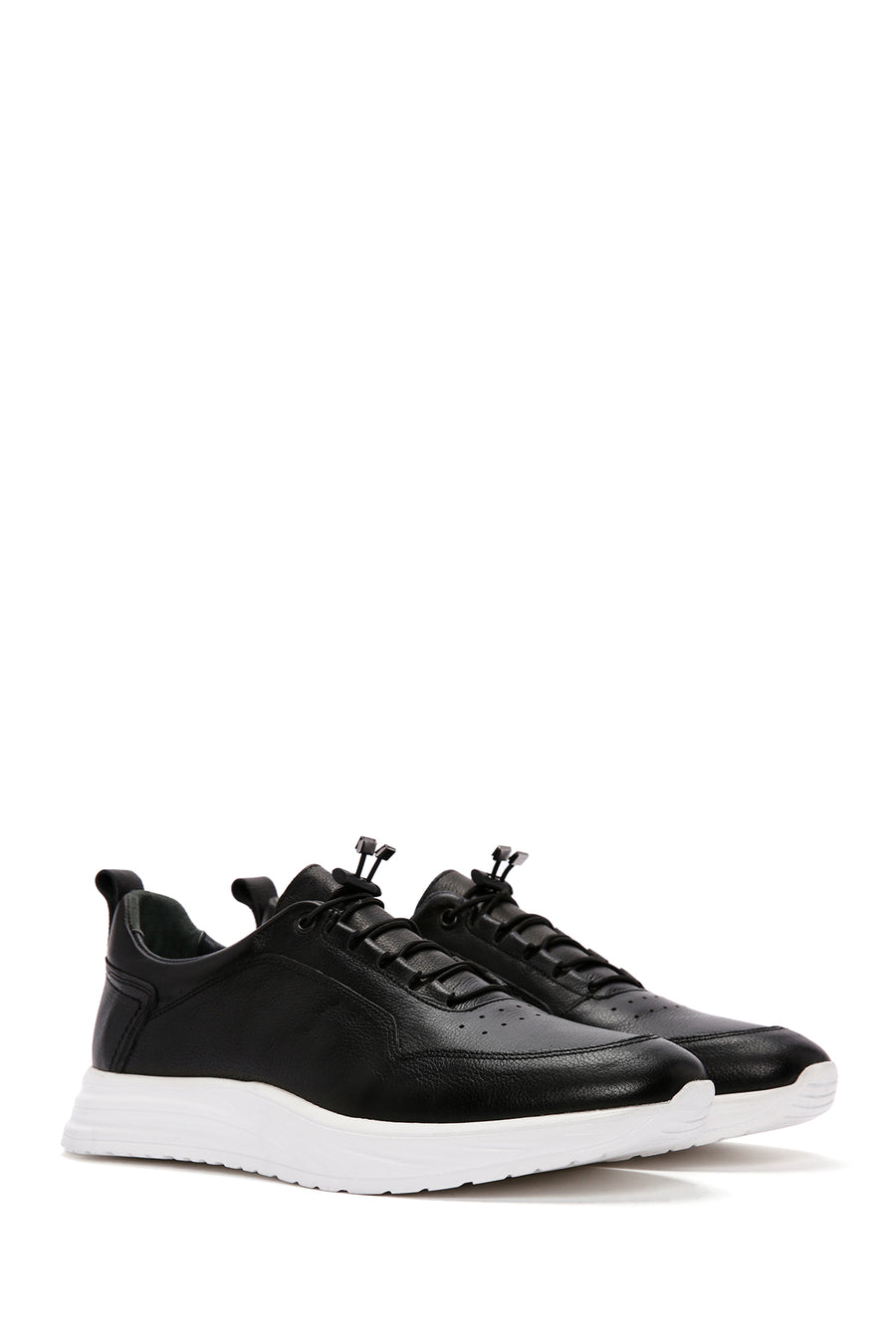 Men's Black Lace-up Leather Sneaker