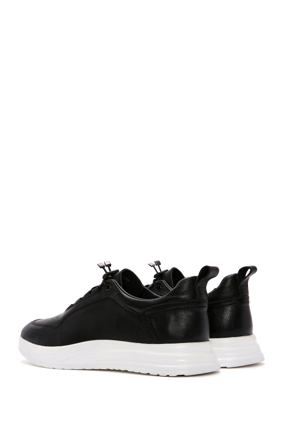 Men's Black Lace-up Leather Sneaker