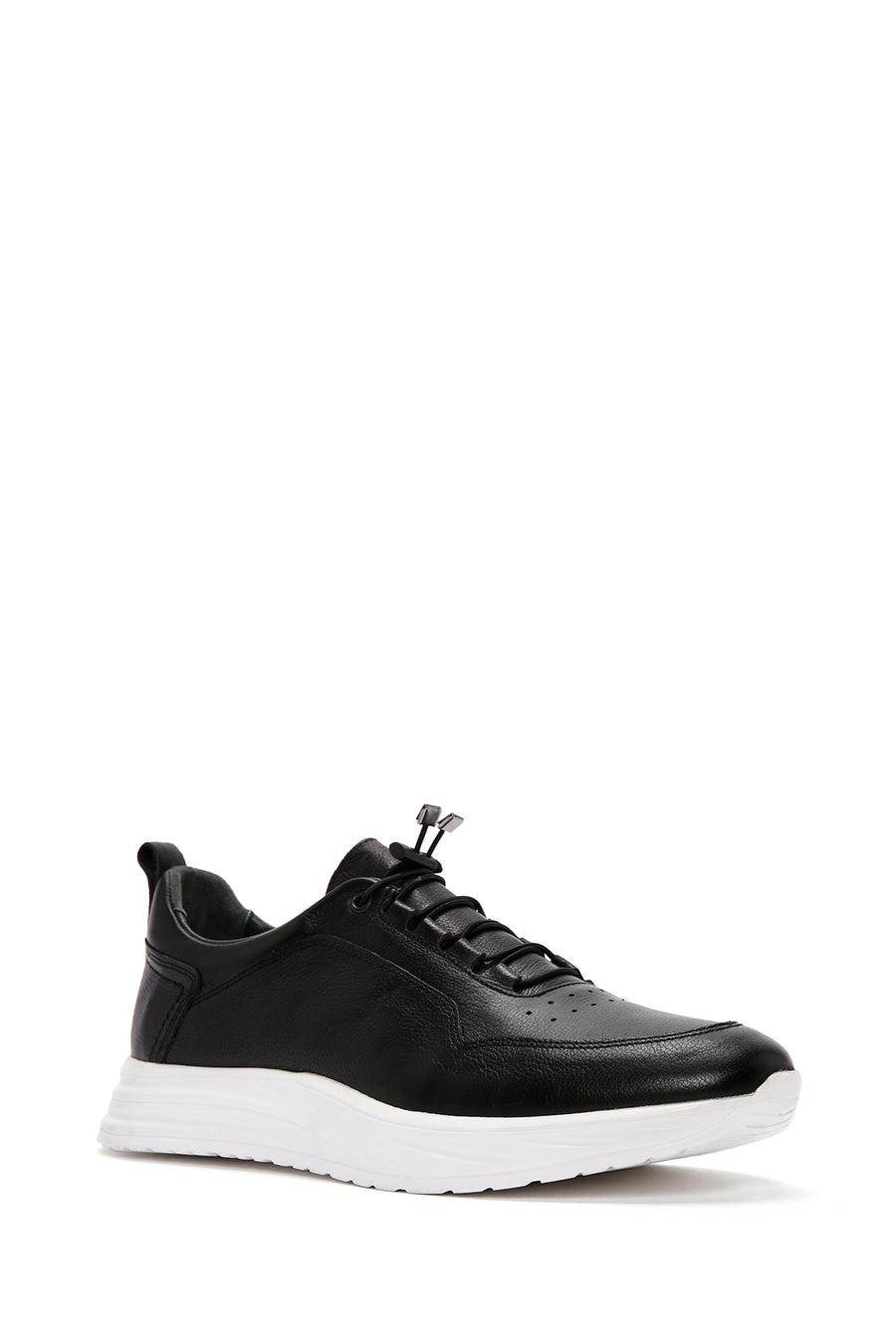 Men's Black Lace-up Leather Sneaker