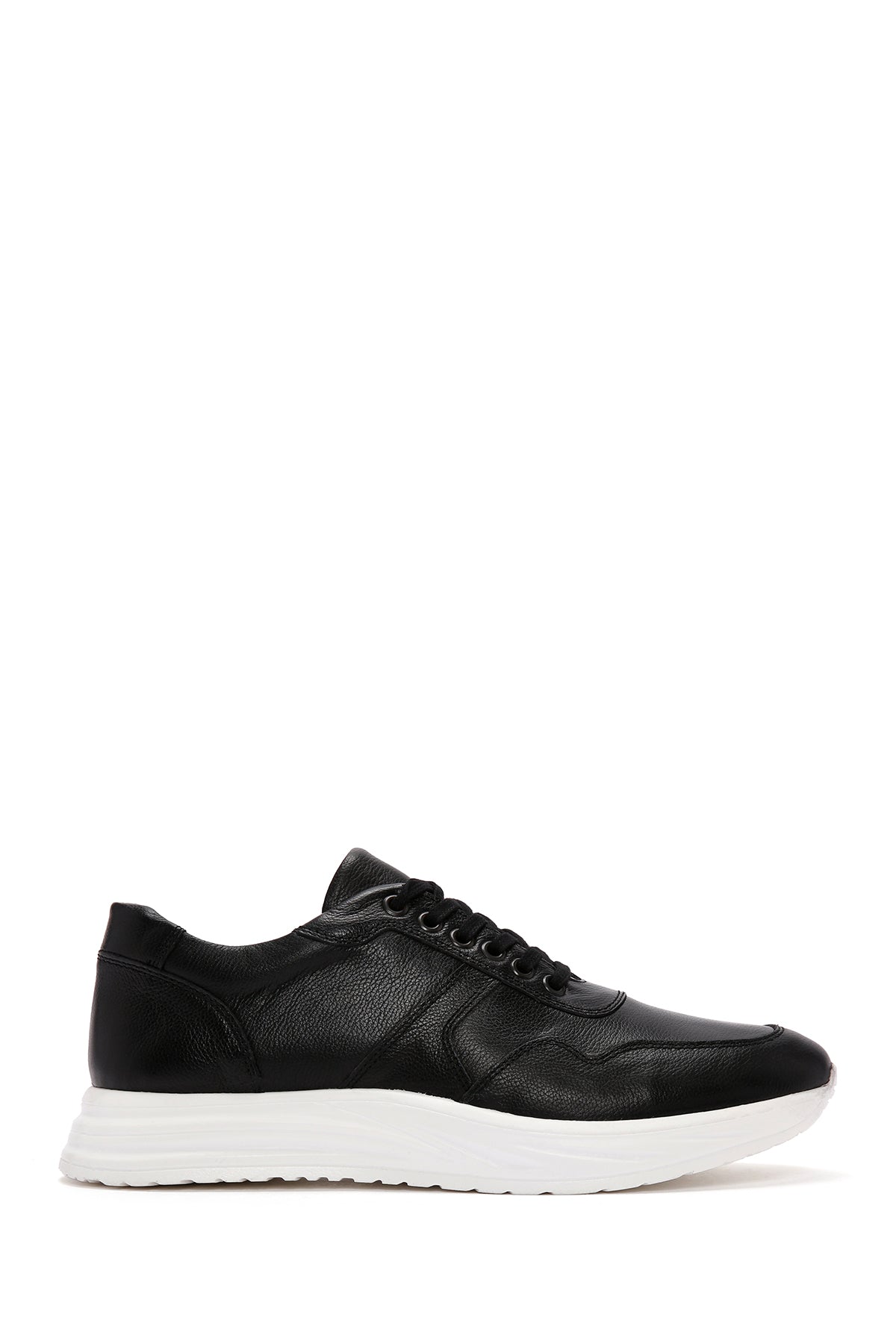 Men's Black Lace-up Thick-Sole Leather Sneaker 24SFD6824FT | Derimod