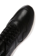 Men's Black Lace-up Thick-Sole Leather Sneaker | Derimod