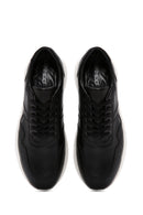 Men's Black Lace-up Thick-Sole Leather Sneaker | Derimod