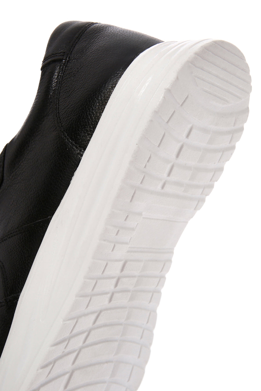 Men's Black Lace-up Thick-Sole Leather Sneaker