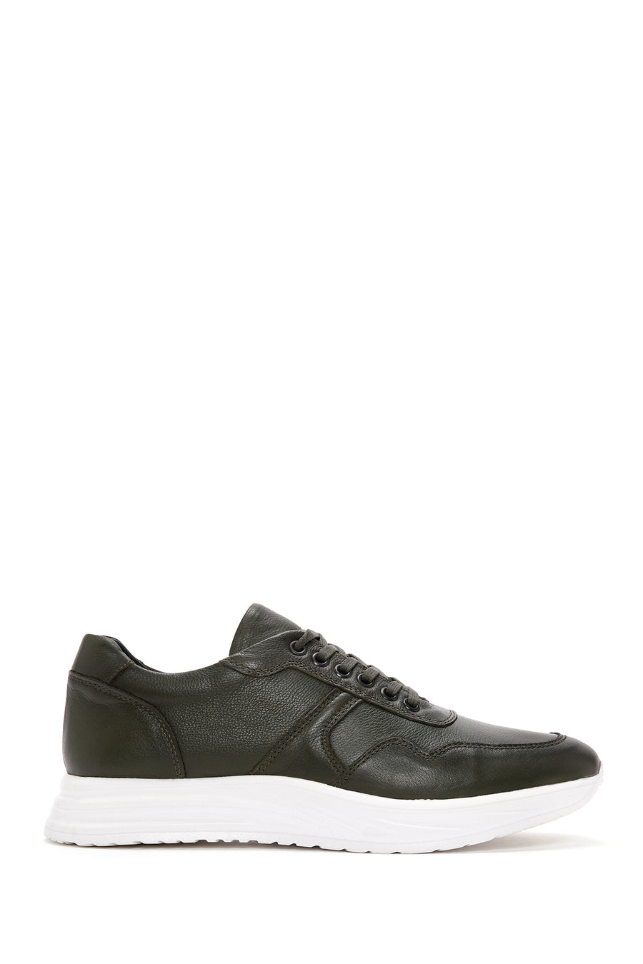 Men's Khaki Lace-up Thick-Sole Leather Sneaker 24SFD6824FT | Derimod