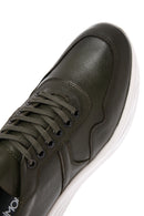 Men's Khaki Lace-up Thick-Sole Leather Sneaker | Derimod