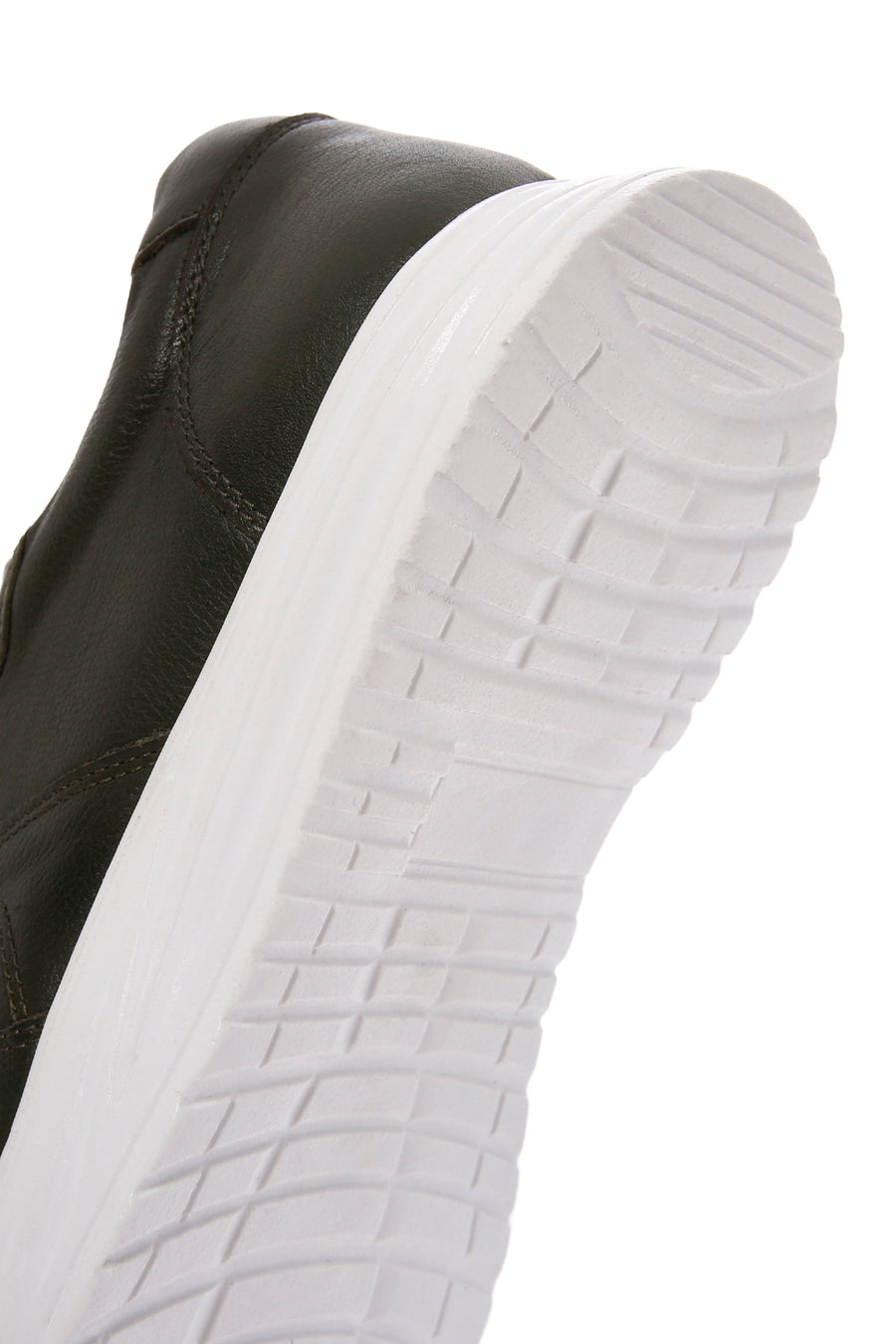 Men's Khaki Lace-up Thick-Sole Leather Sneaker