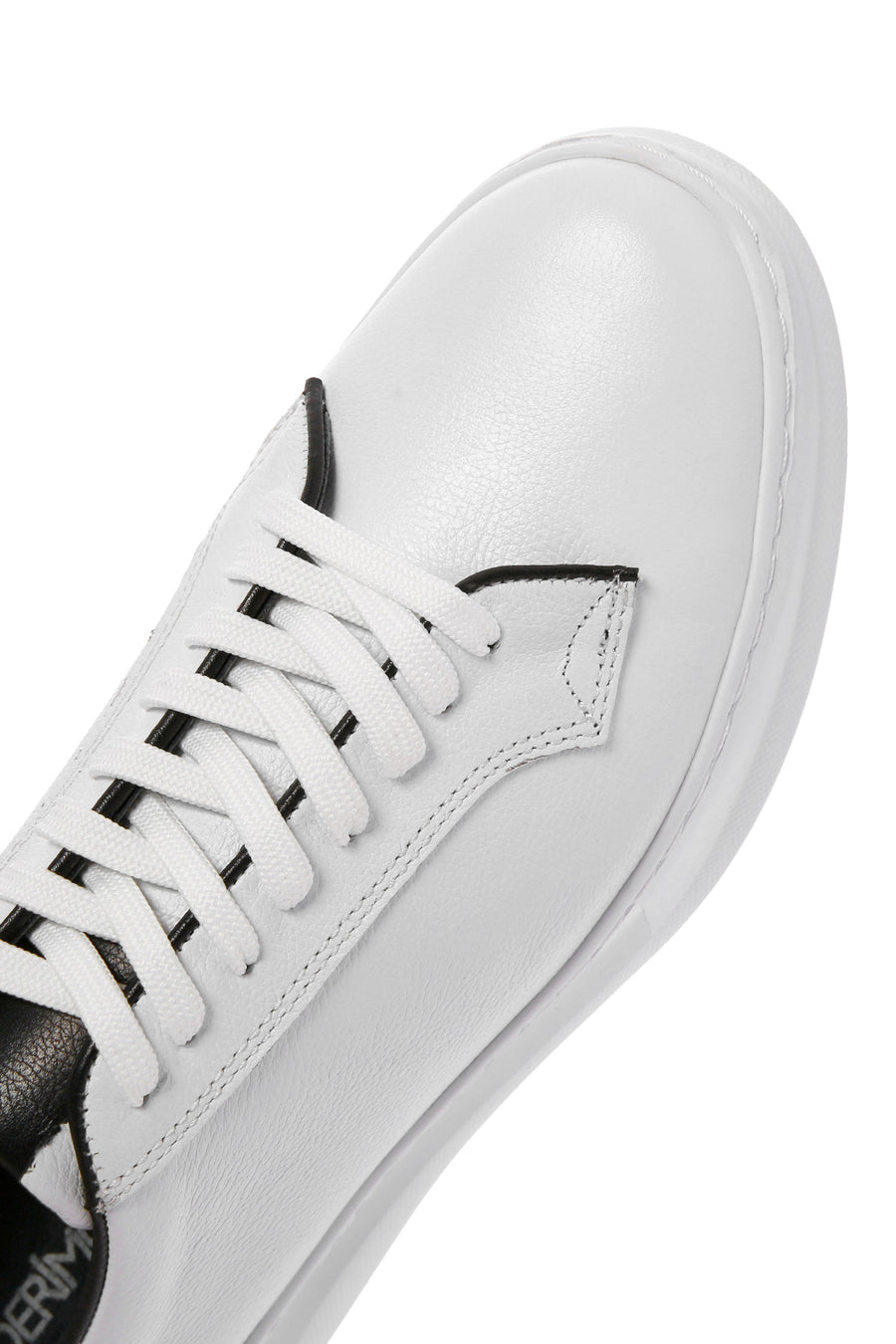 Erkek Beyaz Bağcıklı Deri Sneaker