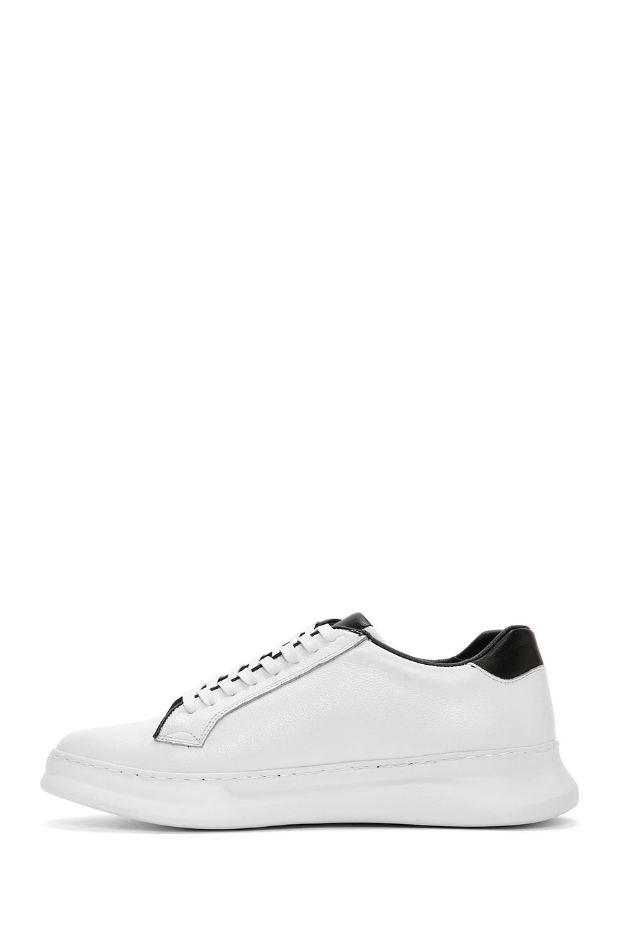 Erkek Beyaz Bağcıklı Deri Sneaker