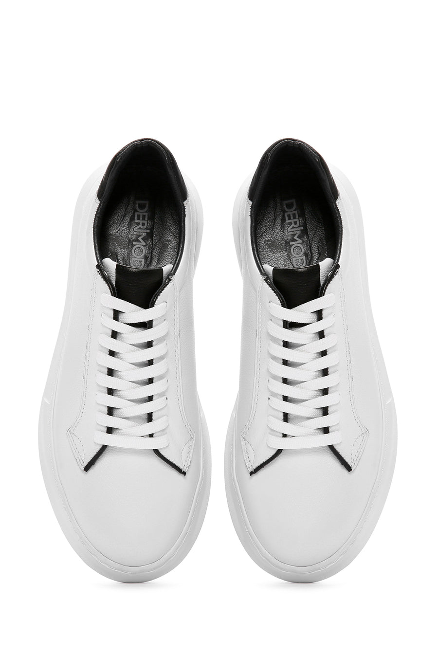 Erkek Beyaz Bağcıklı Deri Sneaker
