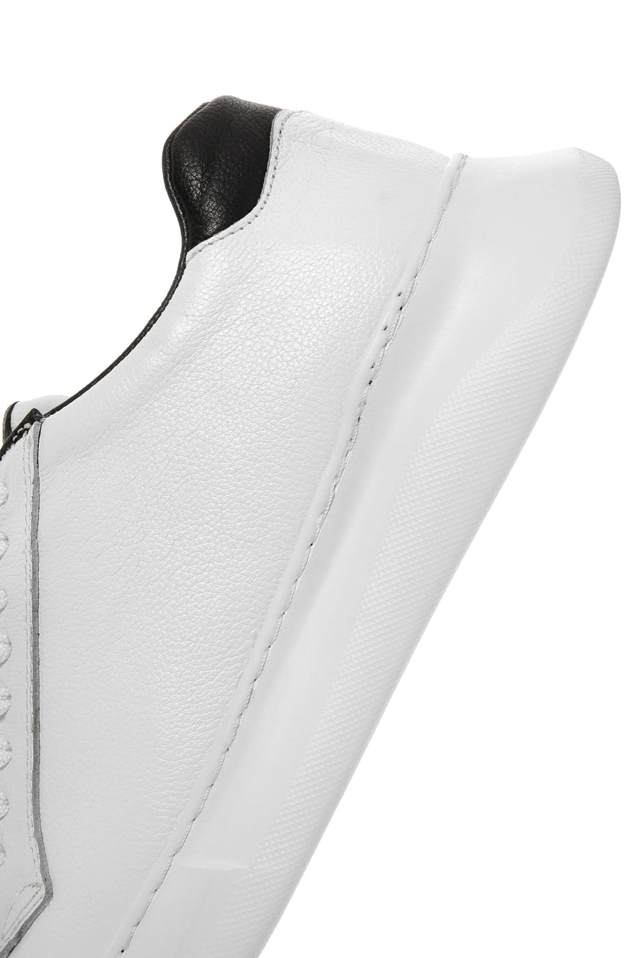 Erkek Beyaz Bağcıklı Deri Sneaker